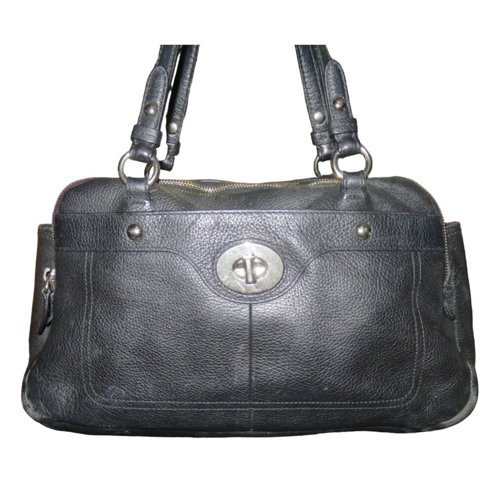 Coach 2011 Peyton Penelope Black Soft Pebbled Leather Turnlock Satchel Bag 16529